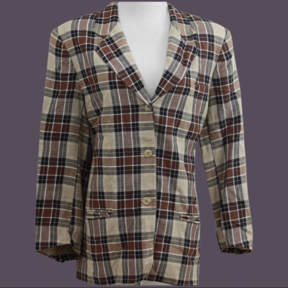 Rafaella Brown/Cream Checkered Blazer